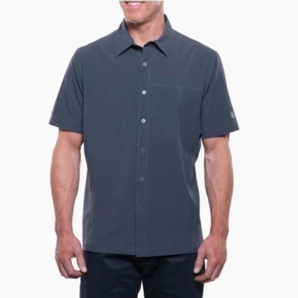 Kuhl Men’s Renegade Short Sleeve Button Down Skirt in Carbon Grey Size Large